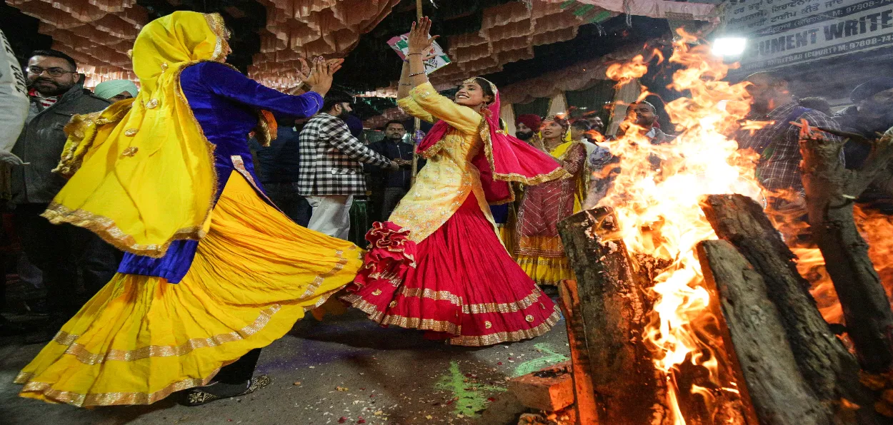 People celebrating Lohri in Amtirsar