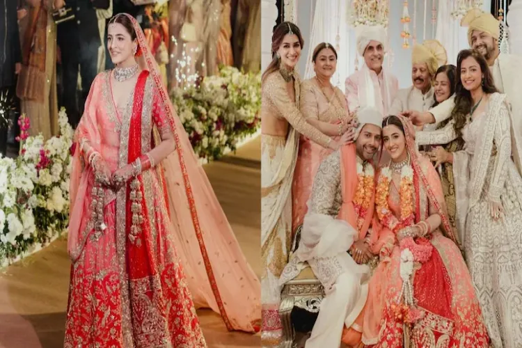 Nupur Sanon wore a custom Manish Malhotra lehenga for her Hindu wedding ceremony.