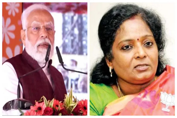 Prime Minister Narendra Modi and Senior Bharatiya Janata Party (BJP) leader Tamilisai Soundararajan