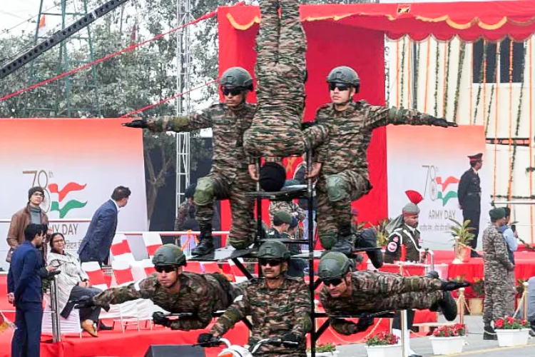 A scene from the rehearsal for the Army Day Parade