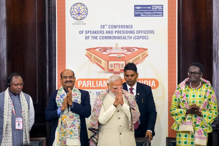 Prime Minister Narendra Modi, Lok Sabha Speaker Om Birla and others during the 28th Conference of Speakers and Presiding Officers of Commonwealth Countries (CSPOC), at the Parliament House Complex, in New Delhi