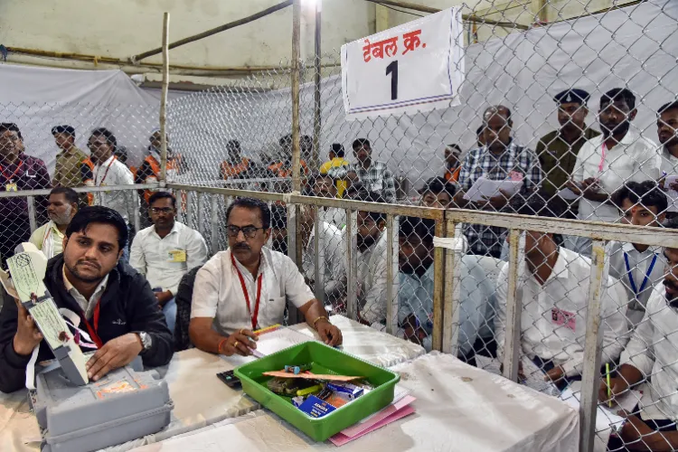 Counting of votes going on at a center in Akola, Maharashtra