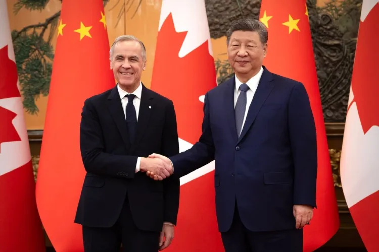 Chinese premier Xi Jinping and Canada PM Mark Carney