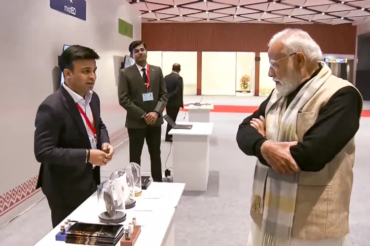  In this screenshot image via video posted on Jan. 16, 2026, Prime Minister Narendra Modi visits an exhibition during a programme marking a decade of the Startup India initiative, in New Delhi