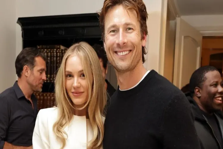 Actor Michelle Randolph and actor Glen Powell