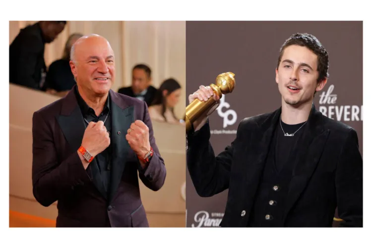Kevin O’Leary (L) and Timothée Chalamet (R)
