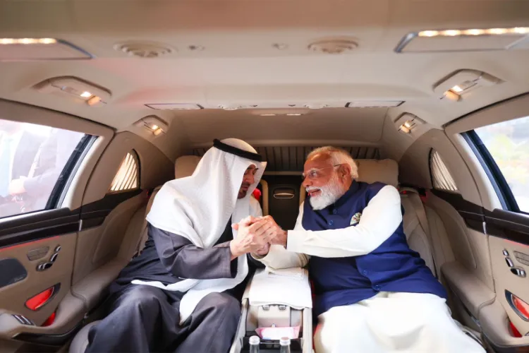 Prime Minister Narendra Modi welcomed United Arab Emirates President Sheikh Mohamed bin Zayed Al Nahyan