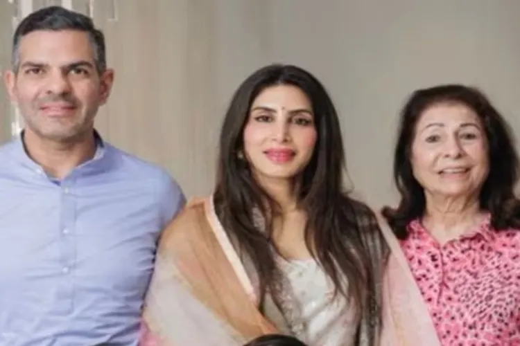 Rani Kapur with son Late Sanjay Kapur and  daughter-in-law, Priya Kapur