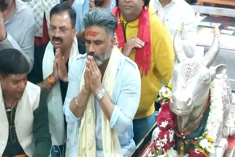 Bollywood actor Suniel Shetty offers prayers at Shree Mahakaleshwar Temple in Madhya Pradesh's Ujjain district