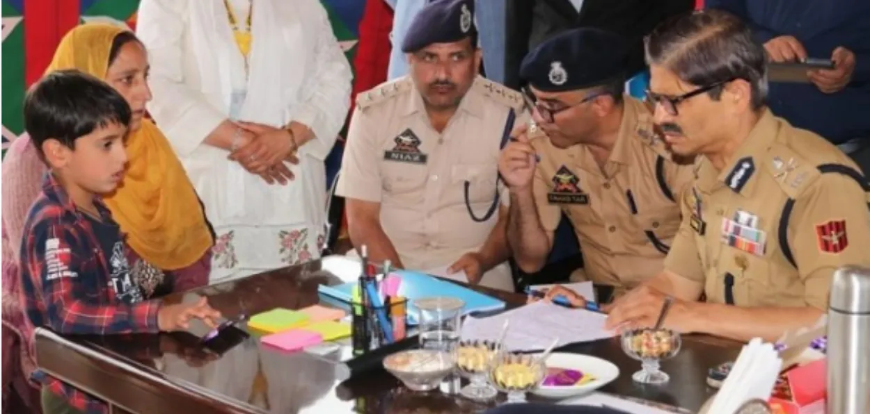 J&K DGP R R Swain (Extreme right) interacting with public in his office 
