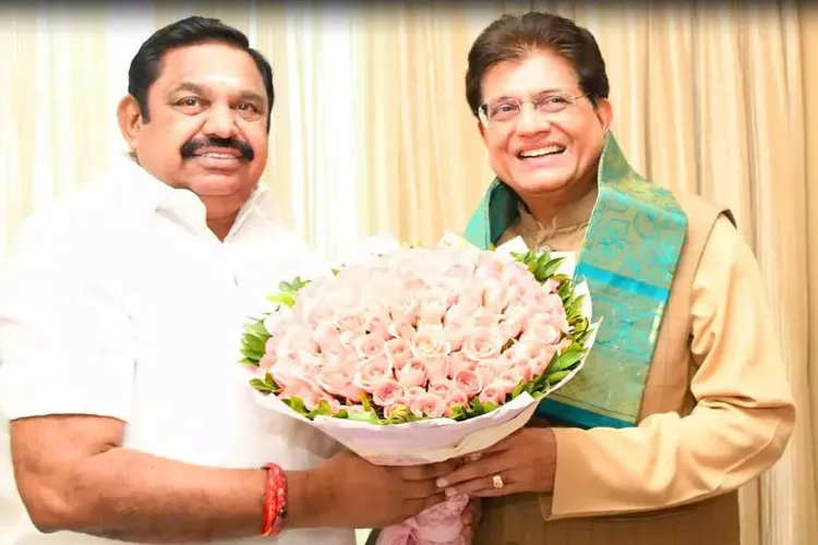 Union Minister and Bharatiya Janata Party's (BJP) Tamil Nadu election in-charge Piyush Goyal at the residence of AIADMK General Secretary and former Chief Minister Edappadi K Palaniswami 