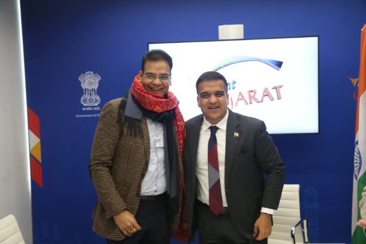 Gujarat Deputy Chief Minister Harsh Sanghavi met with global industry leaders Mr. Balkrishan Goenka (Wellspun Group) and Mr. Lakshmi Mittal (ArcelorMittal) at WEF 2026