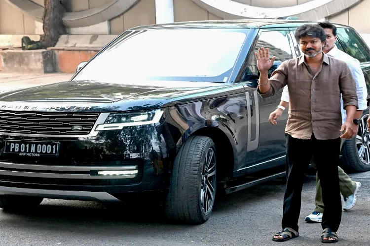  TVK chief and actor Vijay leaves from CBI headquarters after the second round of questioning in connection with the Karur stampede case, in New Delhi