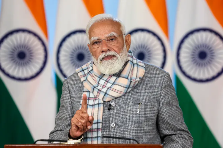 Prime Minister Narendra Modi virtually addresses a gathering during the inauguration of India Energy Week 2026. 