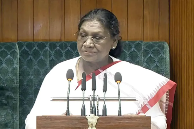 President Droupadi Murmu addressed a joint session of Parliament on the first day of the Budget Session 2026-27