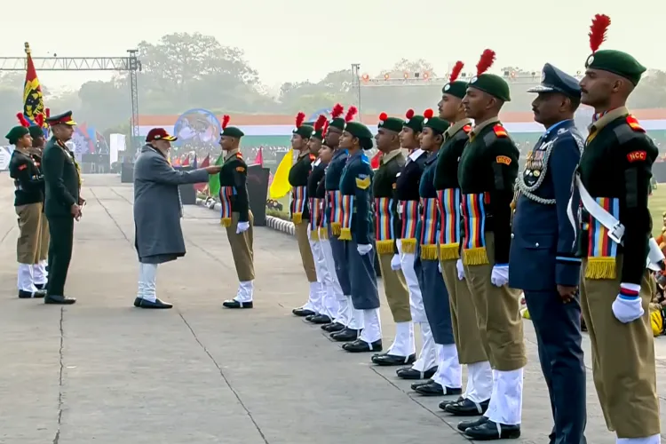 Prime Minister Narendra Modi addresses a gathering during NCC Rally at Cariappa Ground, in New Delhi.