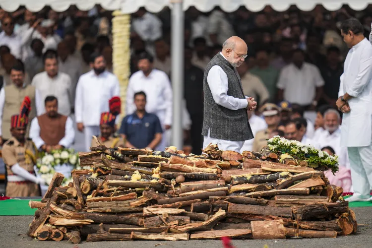Union Home Minister Amit Shah during Maharashtra Deputy Chief Minister Ajit Pawar's funeral