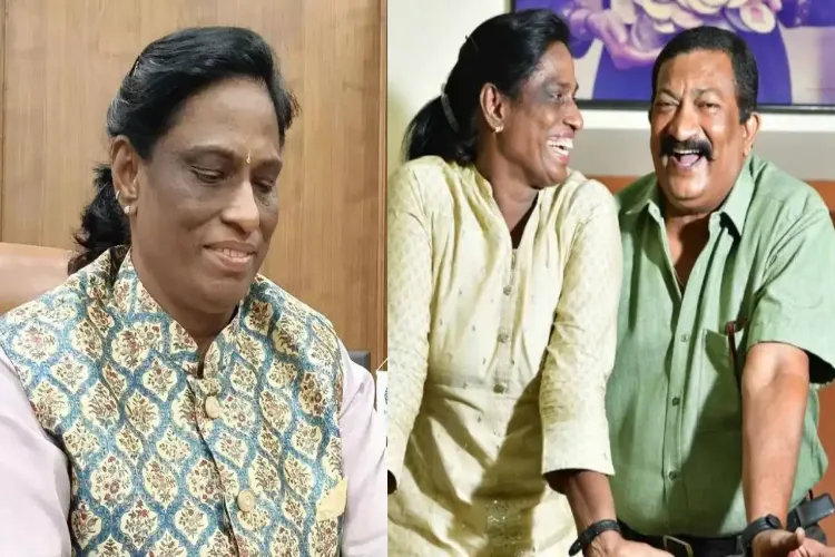 Rajya Sabha MP and President of the Indian Olympic Association (IOA) PT Usha with her husband V Srinivasan