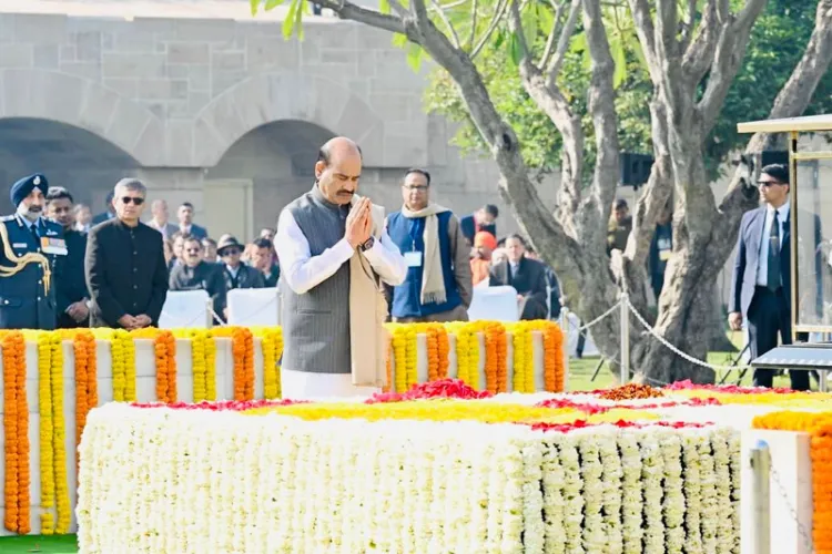 Om Birla pays tribute to Mahatma Gandhi at Raj Ghat, Delhi 