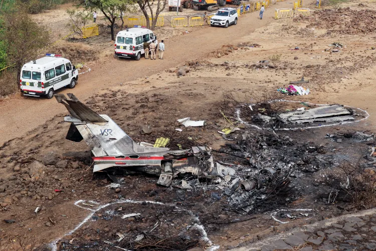 Charred remains lie at the spot of the plane crash that killed Maharashtra Deputy Chief Minister Ajit Pawar and four others, barely 200 metres from the edge of a tabletop runway at Baramati airport, in Baramati, Pune district