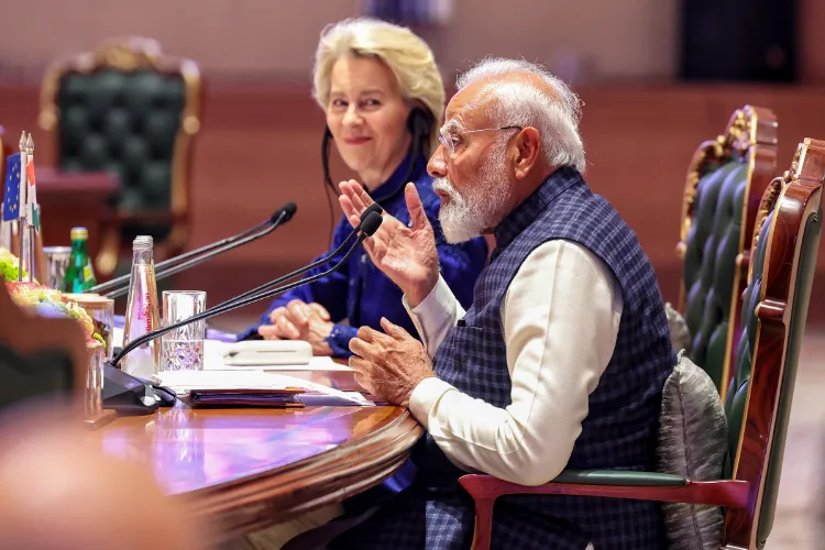 Prime Minister Narendra Modi and European Commission President Ursula von der Leyen during the India-EU Business Forum, in New Delhi
