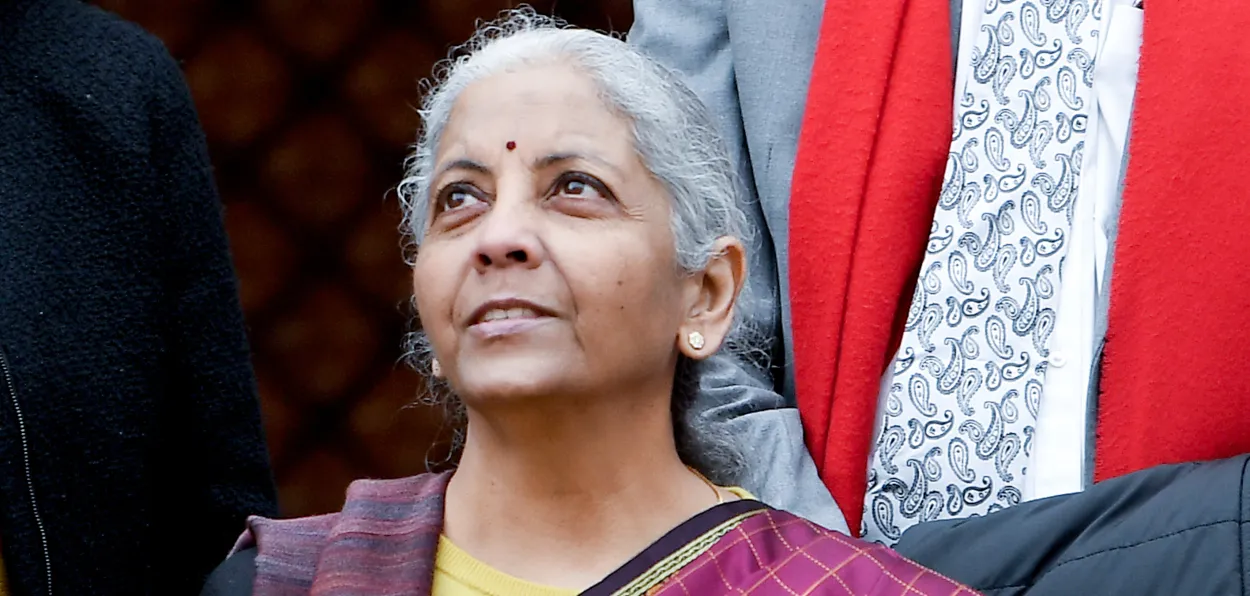 Finance Minister Nirmala Sitharaman in Parliament on Budget day