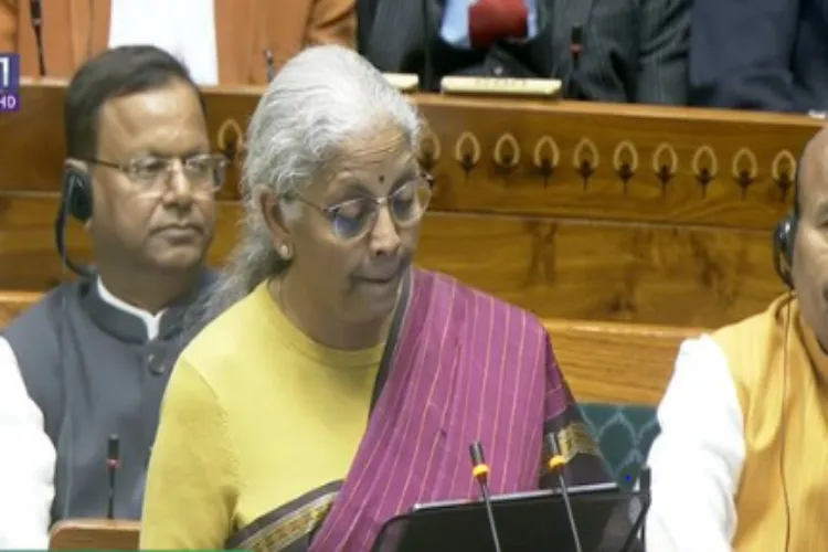 Videograb of Nirmala Sithraman presenting the Union budget