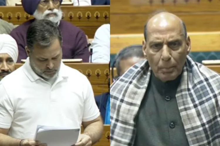 Defence Minister Rajnath Singh and LoP Rahul Gandhi
