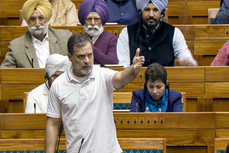 LoP in the Lok Sabha Rahul Gandhi speaks in the House during the Budget session of Parliament, in New Delhi