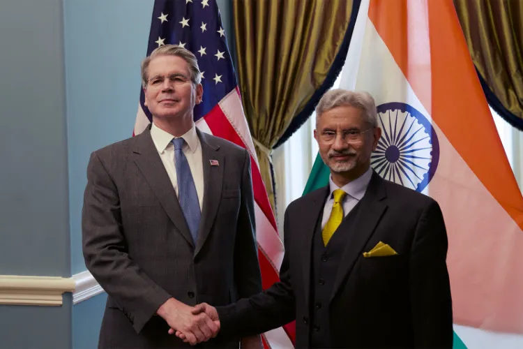 United States Secretary of the Treasury Scott Bessent with External Affairs Minister S Jaishankar