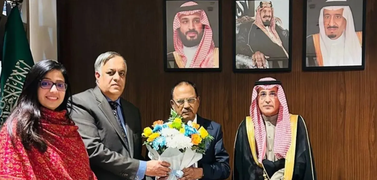 NSA Ajit Doval received by India’s Ambassador to Saudi Arabia, Dr. Suhel Ajaz Khan, And Saudi Arabia’s Minister for Political Affairs, Ambassador Dr Saud Al-Sati