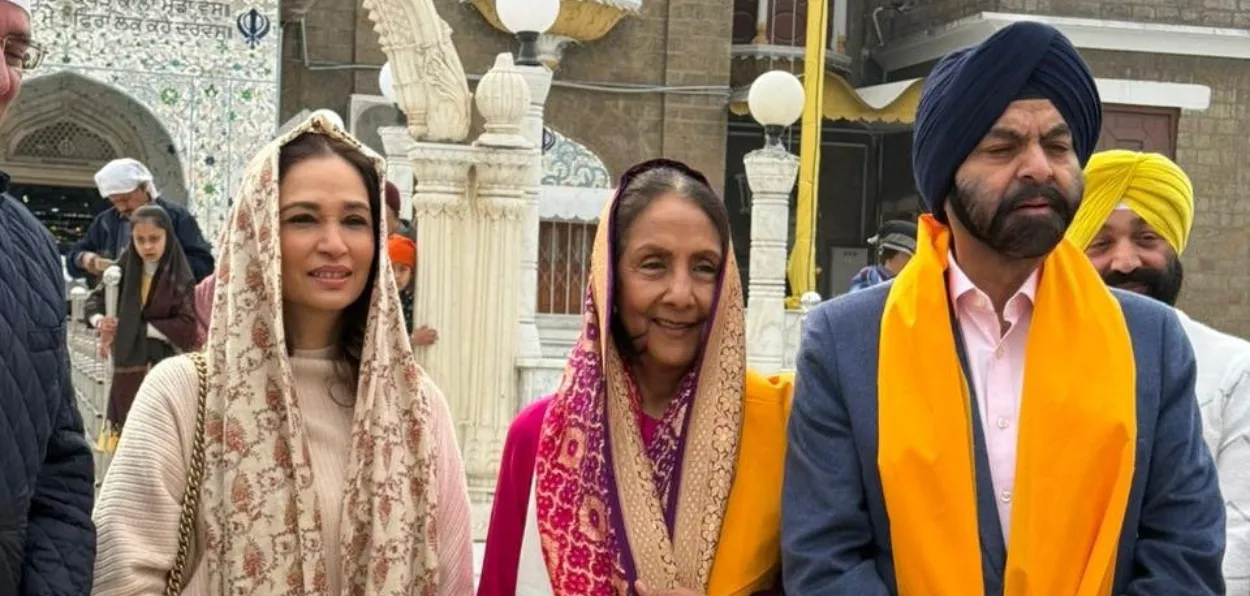 World Bank Chief Ajay Pal Banga and his family visiting Gurdwara Panja sahib in Pakistan