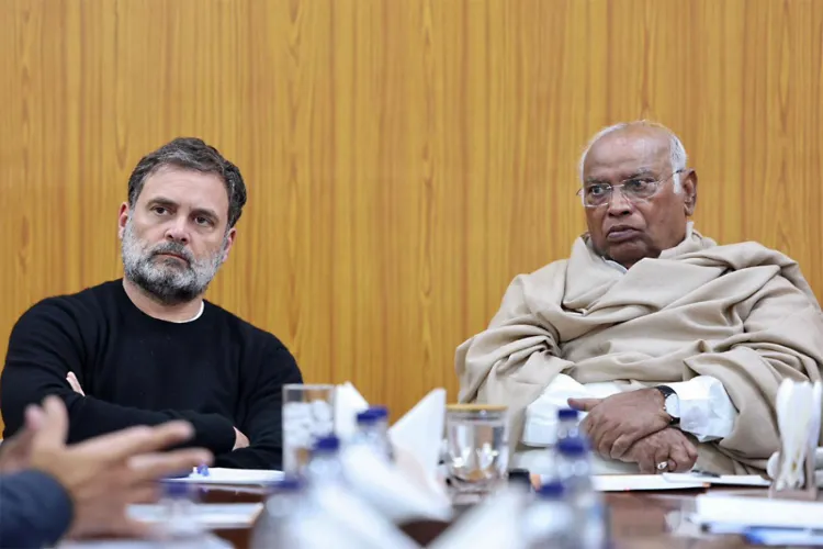 Congress President Mallikarjun Kharge and Lok Sabha Leader of Opposition Rahul Gandhi