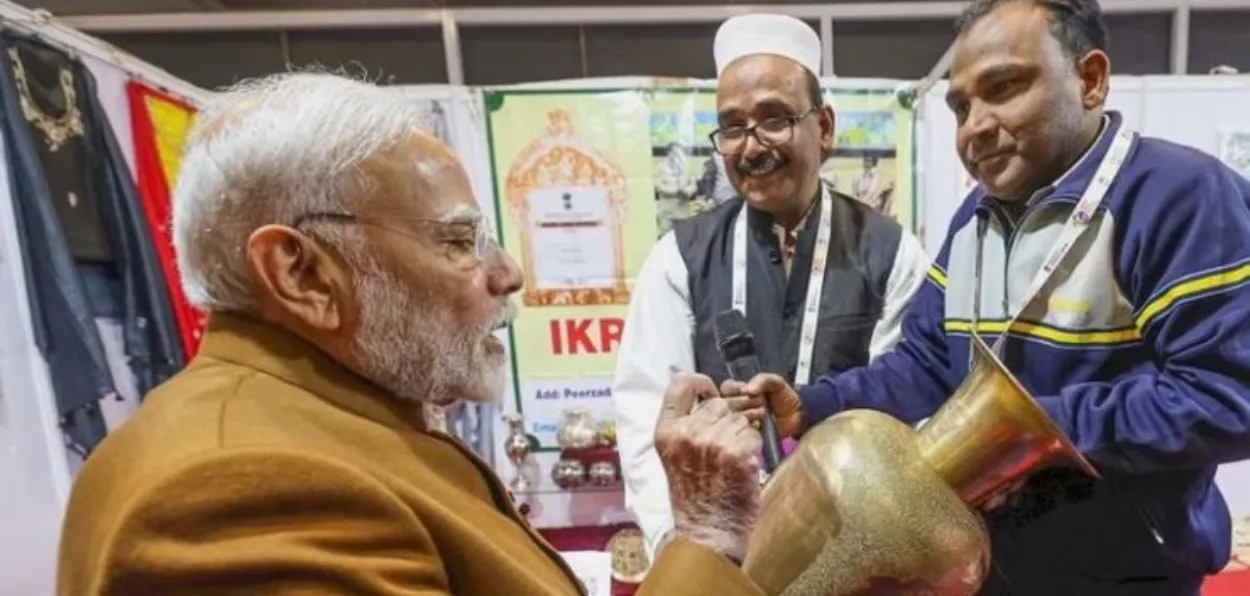 Ikram Hussain with Prime Minister Narendra Modi at Bharat Mandapam, New Delhi