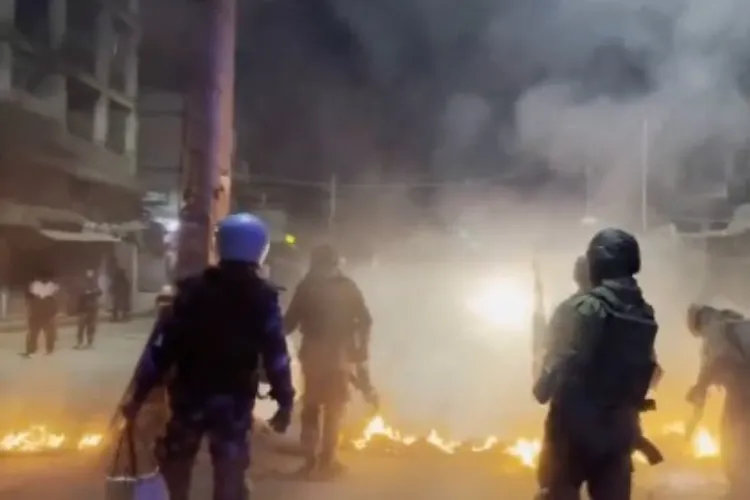 Violence broke out between security forces and the mob in Churachandpur district. 