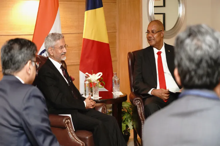 External Affairs Minister S Jaishankar with Seychelles President Patrick Herminie 