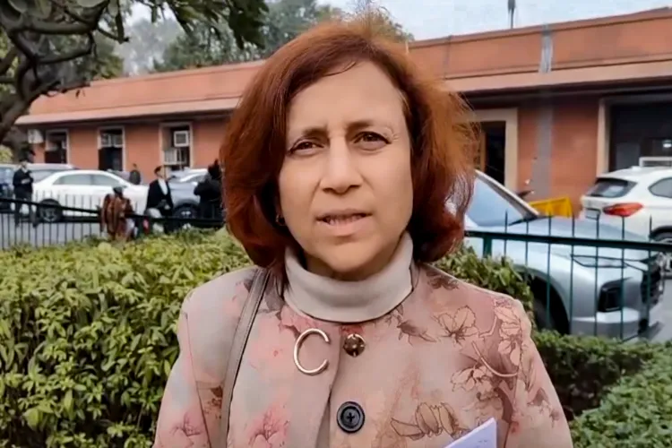 Social activist Sonam Wangchuk's wife Gitanjali J Angmo speaks to the media on her husband's ongoing health issues, in New Delhi