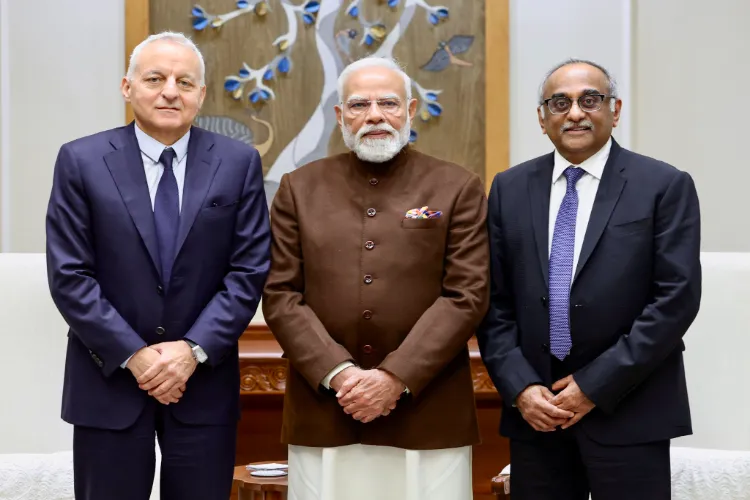 Prime Minister Narendra Modi during a meeting with Rolls-Royce CEO Tufan Erginbilgic and Rolls Royce India Executive Vice President Sashi Mukundan, in New Delhi.
