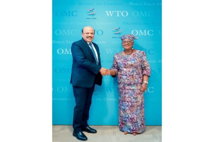 India’s Commerce Secretary Rajesh Agrawal with Ngozi Okonjo-Iweala, Director-General of the World Trade Organization