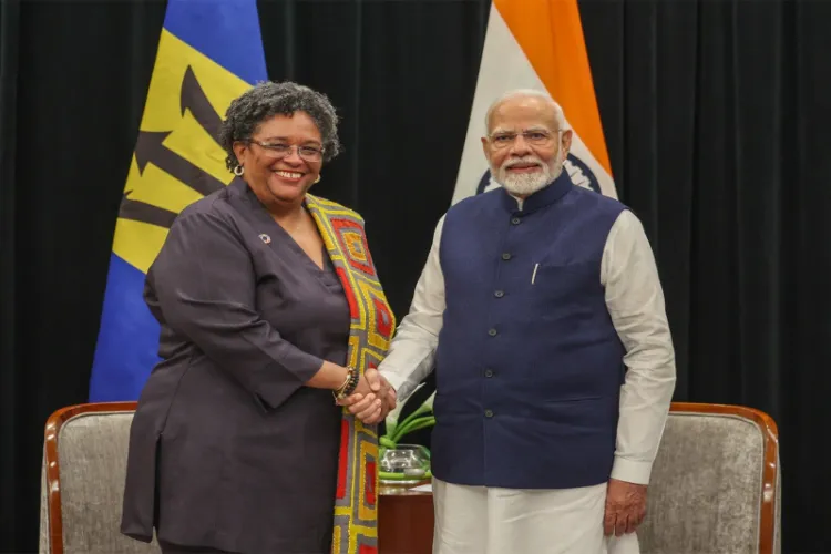 Prime Minister Narendra Modi with Barbados PM Mottley