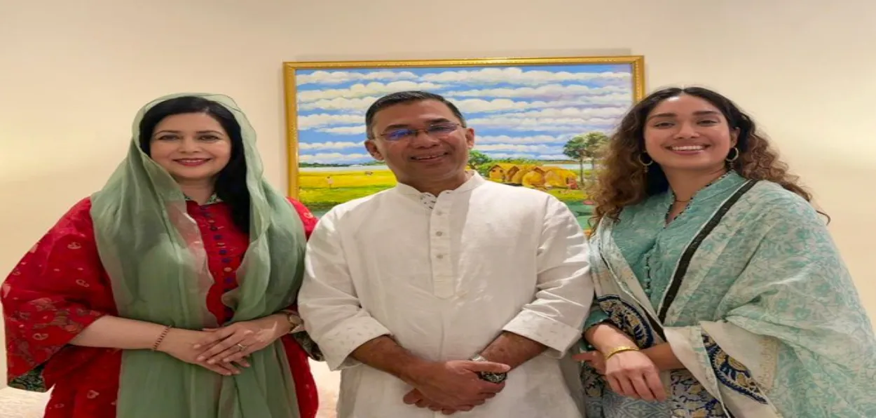 BNP leader Tarique Rahman with his wife Zubaida Rahman (Left) and daughter Ziama Rahman 