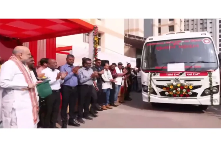 Union Home Minister Amit Shah flaggs off a Mobile Blood Collection Van 