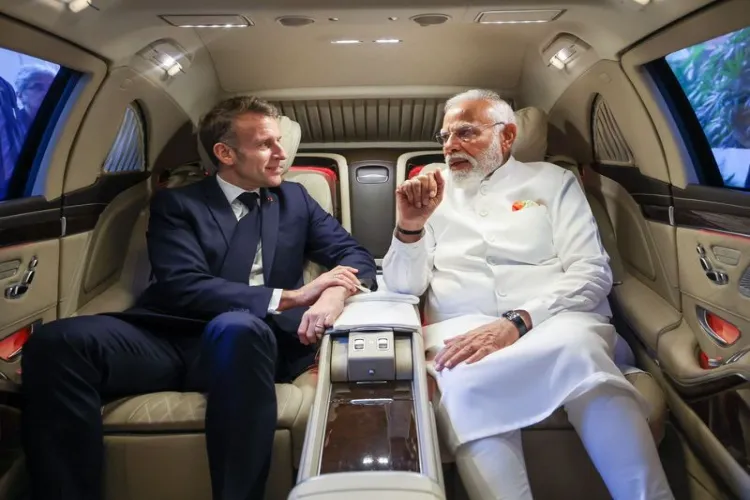 PM Narendra Modi with Emmanuel Macron