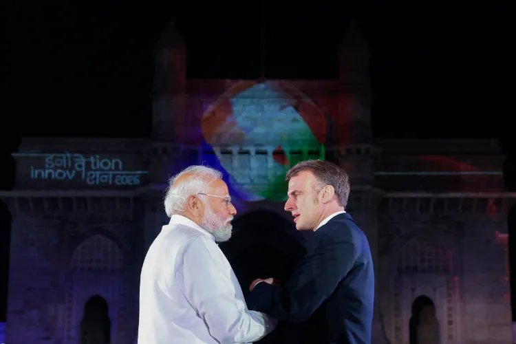 Prime Minister Narendra Modi and French President Emmanuel Macron during the India-France Year of Innovation 2026 ceremony, in Mumbai