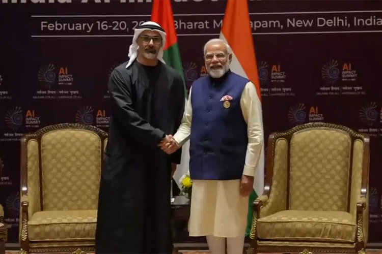 Crown Prince of Abu Dhabi Sheikh Khaled bin Mohamed bin Zayed Al Nahyan meets Prime Minister Narendra Modi 