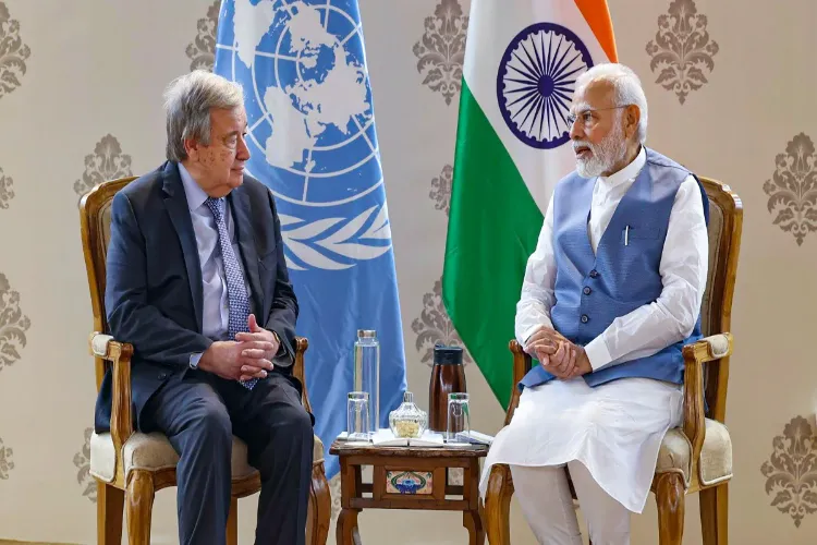 United Nations Secretary General Antonio Guterres with Prime Narendra Modi