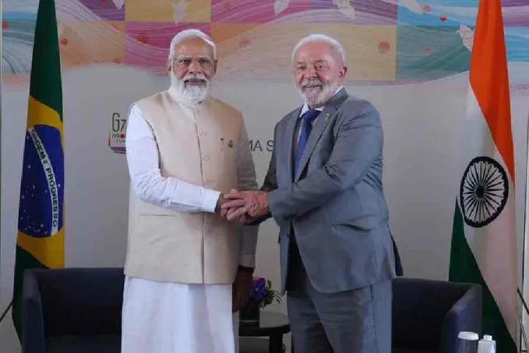 Prime Minister Narendra Modi met Brazilian President Luiz Inacio Lula da Silva at the Hyderabad House 