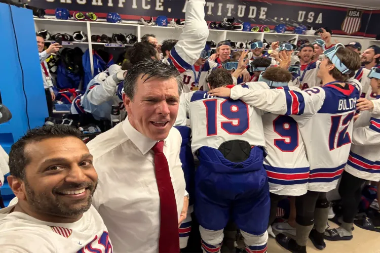 FBI Director Kash Patel celebrating in the locker room