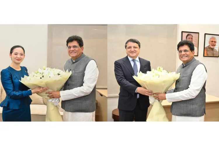 Union Minister Piyush Goyal with ministers from Tajikistan and Cambodia 
