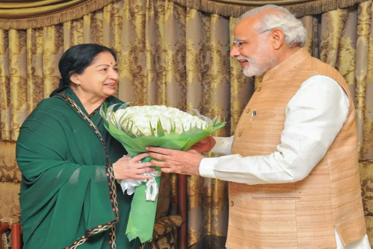 Prime Minister Narendra Modi with former Tamil Nadu Chief Minister J Jayalalithaa 